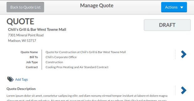 service management software to create online quotes for commercial quoting quotes