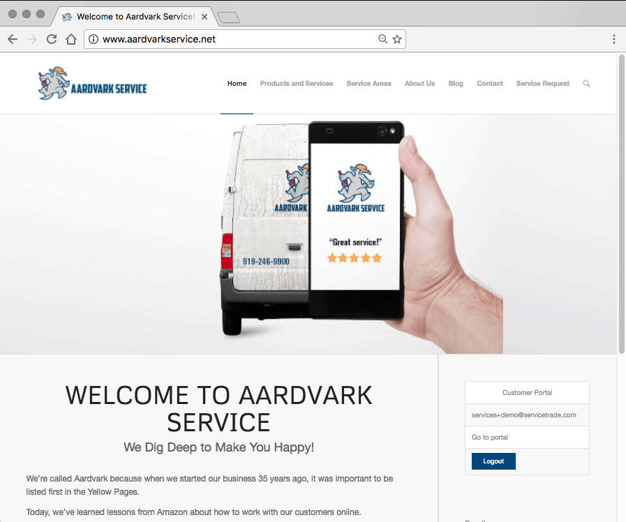 service portal online service account powered by servicetrade